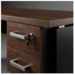 Móveis para Escritório Mesa para Escritório em L (Mesa 1,70m + Mesa Auxiliar) Com Gavetas – Louro / Preto – 23479