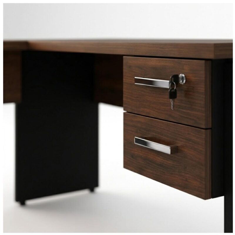 Móveis para Escritório Mesa para Escritório em L (Mesa 1,70m + Mesa Auxiliar) Com Gavetas – Louro / Preto – 23479