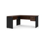 Móveis para Escritório Mesa para Escritório em L (Mesa 1,35m + Mesa Auxiliar) Com Gavetas – Louro / Preto – 25423