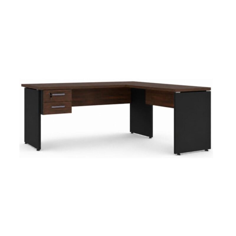 Móveis para Escritório Mesa para Escritório em "L" (Mesa 1,50m + Mesa Auxiliar) - Com Gavetas - Louro / Preto - 23477