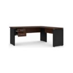 Móveis para Escritório Mesa para Escritório em L (Mesa 1,35m + Mesa Auxiliar) Com Gavetas – Louro / Preto – 25423