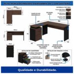 Móveis para Escritório Mesa para Escritório em "L" c/ Gavetão na Auxiliar 1,50x1,50m - Louro / Preto - 23480