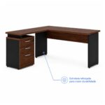 Móveis para Escritório Mesa para Escritório em "L" c/ Gavetão na Auxiliar 1,50x1,50m - Louro / Preto - 23480