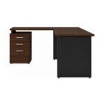 Móveis para Escritório Mesa para Escritório em "L" c/ Gavetão na Auxiliar 1,70x1,50m - Louro / Preto - 23481