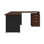 Móveis para Escritório Mesa para Escritório em "L" c/ Gavetão na Auxiliar 1,70x1,50m - Louro / Preto - 23481