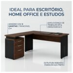 Móveis para Escritório Mesa para Escritório em "L" c/ Gavetão na Auxiliar 1,50x1,50m - Louro / Preto - 23480