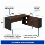 Móveis para Escritório Mesa para Escritório 190cm com Gaveteiro e Armário