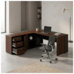 Móveis para Escritório Mesa para Escritório com Gaveteiro, Armário e Chave 182x180cm