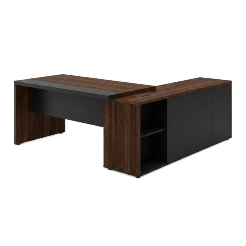 Móveis para Escritório Mesa para Escritório com Gaveteiro, Armário e Chave 182x180cm
