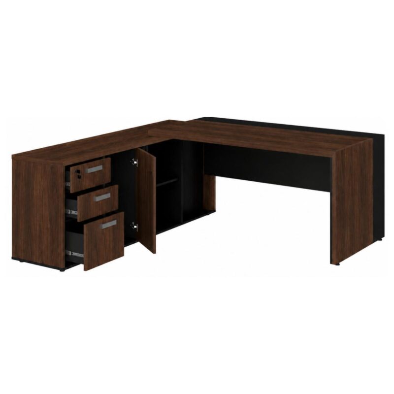 Móveis para Escritório Mesa para Escritório com Gaveteiro, Armário e Chave 182x180cm
