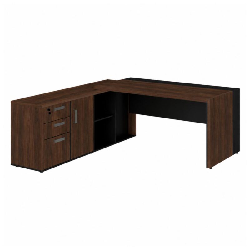 Móveis para Escritório Mesa para Escritório com Gaveteiro, Armário e Chave 182x180cm