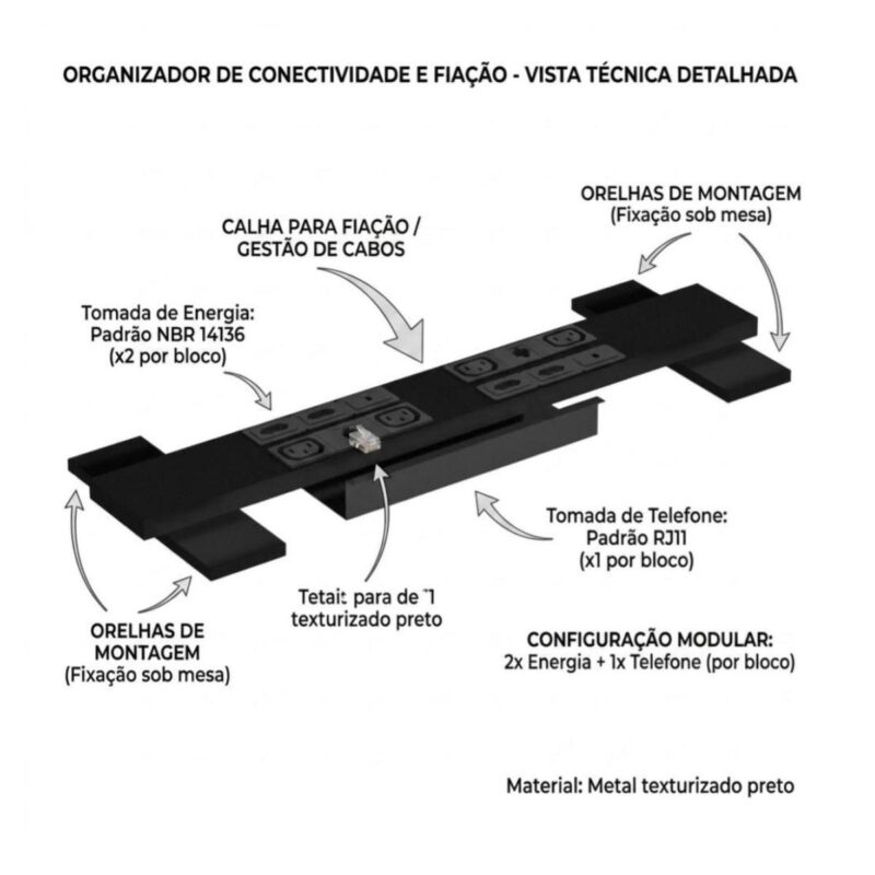 Móveis para Escritório Mesa Escritório com Gaveteiro Chave e Tomadas