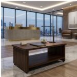 Móveis para Escritório Mesa de Centro Recepção 0,90x0,50x0,35m - Louro / Preto - 21429