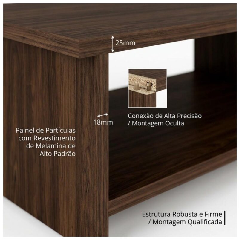Móveis para Escritório Mesa de Centro Recepção 0,90x0,50x0,35m - Louro / Preto - 21429