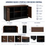 Móveis para Escritório Armário Baixo Escritório 2 Portas com Chave e Nicho