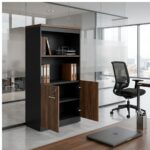 Móveis para Escritório Armário Alto SEMI-ABERTO com 02 Portas - 1,60x0,80x0,45m - WORKSTART - MARSALA / PRETO - 51014
