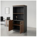 Móveis para Escritório Armário Alto SEMI-ABERTO com 02 Portas - 1,60x0,80x0,45m - WORKSTART - MARSALA / PRETO - 51014