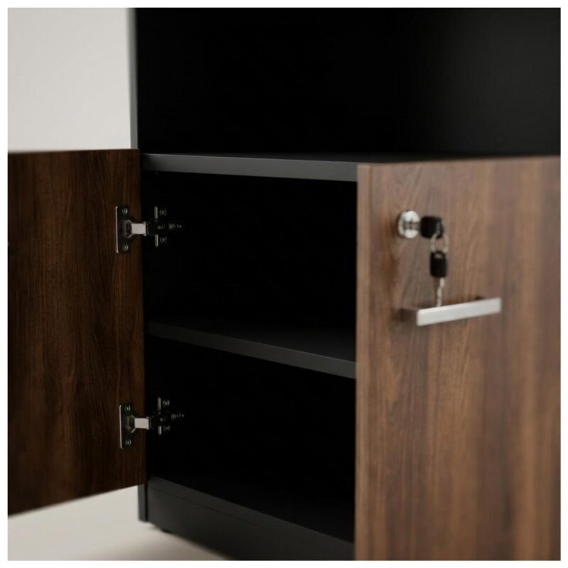 Móveis para Escritório Armário Alto SEMI-ABERTO com 02 Portas - 1,60x0,80x0,45m - WORKSTART - MARSALA / PRETO - 51014