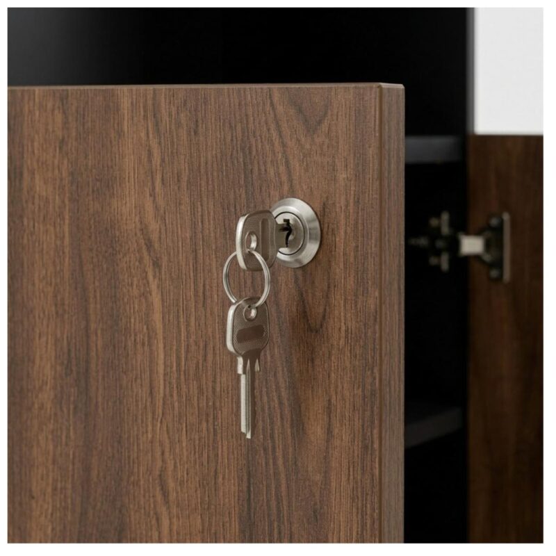 Móveis para Escritório Armário Alto SEMI-ABERTO com 02 Portas - 1,60x0,80x0,45m - WORKSTART - MARSALA / PRETO - 51014