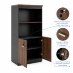 Móveis para Escritório Armário Alto SEMI-ABERTO com 02 Portas - 1,60x0,80x0,45m - WORKSTART - MARSALA / PRETO - 51014