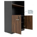 Móveis para Escritório Armário Alto SEMI-ABERTO com 02 Portas - 1,60x0,80x0,45m - WORKSTART - MARSALA / PRETO - 51014