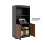 Móveis para Escritório Armário Alto SEMI-ABERTO com 02 Portas - 1,60x0,80x0,45m - WORKSTART - MARSALA / PRETO - 51014