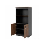 Móveis para Escritório Armário Alto SEMI-ABERTO com 02 Portas - 1,60x0,80x0,45m - WORKSTART - MARSALA / PRETO - 51014
