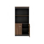 Móveis para Escritório Armário Alto SEMI-ABERTO com 02 Portas - 1,60x0,80x0,45m - WORKSTART - MARSALA / PRETO - 51014