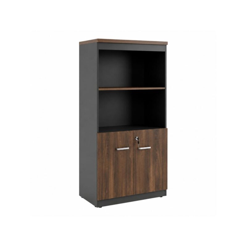 Móveis para Escritório Armário Alto SEMI-ABERTO com 02 Portas - 1,60x0,80x0,45m - WORKSTART - MARSALA / PRETO - 51014