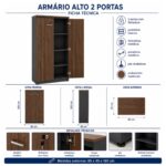 Móveis para Escritório Armário Alto Escritório 2 Portas com Chave 160cm