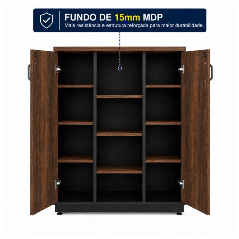 Móveis para Escritório Armário Escritório 2 Portas com Chave e Nicho Central