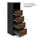 Móveis para Escritório Arquivo Alto 4 Gavetas com Nicho para Escritório