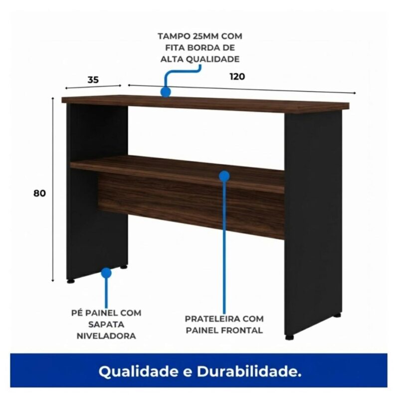 Móveis para Escritório Aparador de Madeira 1,20x0,80x0,35cm - Louro / Preto - 21437