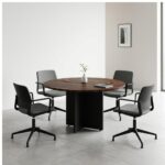 Móveis para Escritório Mesa de Reunião Redonda -1,10x1,10x0,74m - Louro / Preto - 51011