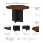 Móveis para Escritório Mesa de Reunião Redonda -1,10x1,10x0,74m - Louro / Preto - 51011