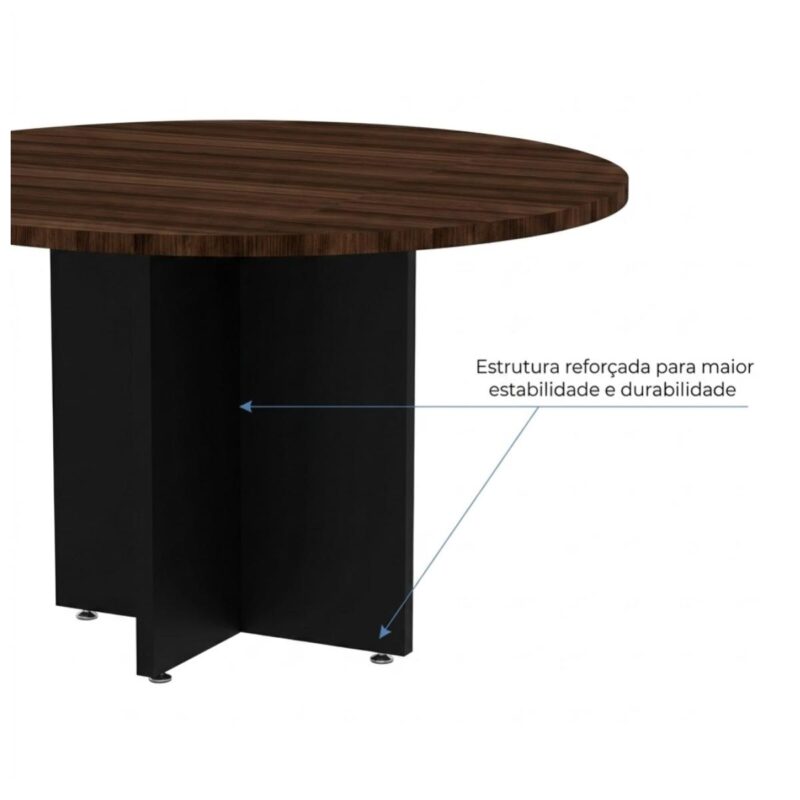Móveis para Escritório Mesa de Reunião Redonda -1,10x1,10x0,74m - Louro / Preto - 51011
