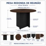 Móveis para Escritório Mesa Redonda de Reunião 110cm MDP para Escritório