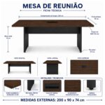 Móveis para Escritório Mesa de Reunião 200x90 MDP 30mm para Escritório