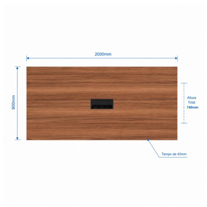 Móveis para Escritório Mesa de Reunião 200x90 Tampo 40mm para Escritório