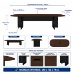 Móveis para Escritório Mesa de Reunião 240 cm com Caixa de Tomadas