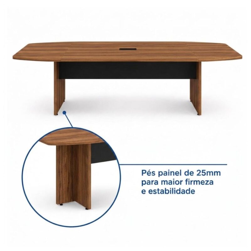 Móveis para Escritório Mesa de Reunião Diretoria  BOTE - 2,40x1,20m - Sevilha / Preto - 22015