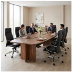 Móveis para Escritório Mesa de Reunião Diretoria BOTE - 3,20x1,20m - Sevilha / Preto - 22017