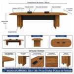 Móveis para Escritório Mesa de Reunião Diretoria BOTE - 2,80x1,20m - Sevilha / Preto - 22016
