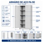 Armário de Aço PA-90 Chapa 26 com 4 Prateleiras