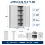 Armário de Aço PA-120 Chapa 24 com 4 Prateleiras