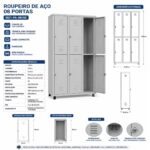 Roupeiro de Aço 6 Portas Grandes com Pitão