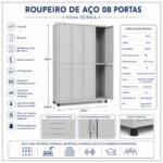 Roupeiro de Aço 8 Portas Grandes com Pitão