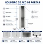Roupeiro de Aço 2 Portas com Pitão e Ganchos