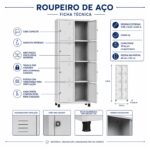 Roupeiro de Aço 8 Portas com Pitão para Cadeado