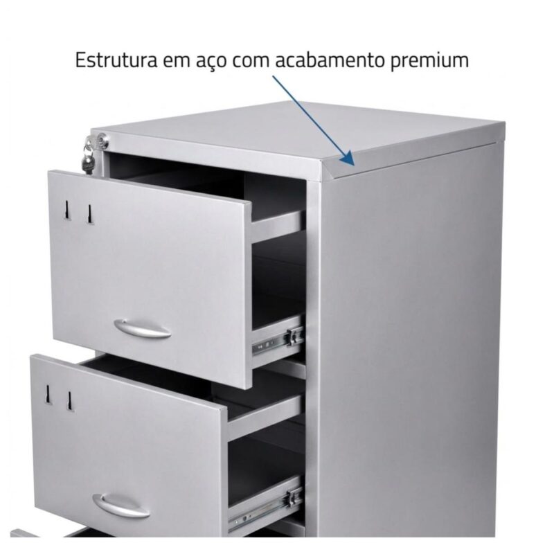 Móveis de Aço para Escritório Arquivo de Aço Chapa 26 com 4 Gavetas Suspensas